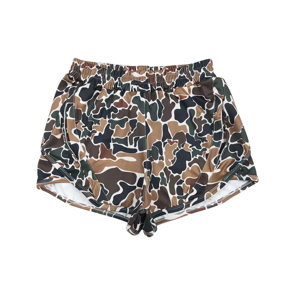 Women's Mid Waist Half Camouflage Print Crop Shorts - Lightweight Breathable Fabric, Fitted Cheeky Style, Chic Casual Bottoms, Plus Size Summer Wear for Blazer Pairing