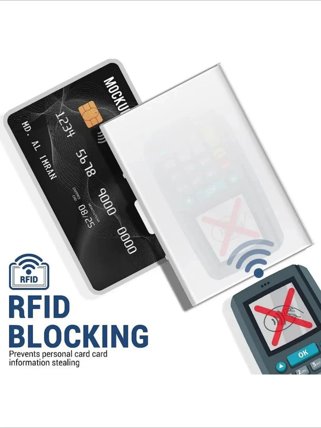 Anti-theft and Anti-RFID Shielding ID Card Bank Card RFID Shielded Wallet Men's Ultra-thin Aluminum Box Metal Mini Minimalist Card Holder
