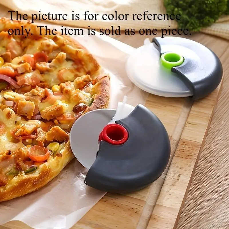 1pc Stainless Steel Pizza Cutter with Safety Lid - Versatile Cutting Slicer for Pizza, Cake, Pie, and Bread - Durable Kitchenware, Kitchen Utensils & Gadget for Cooking, Dining, and Barbecue - Uncharged, No Battery Required