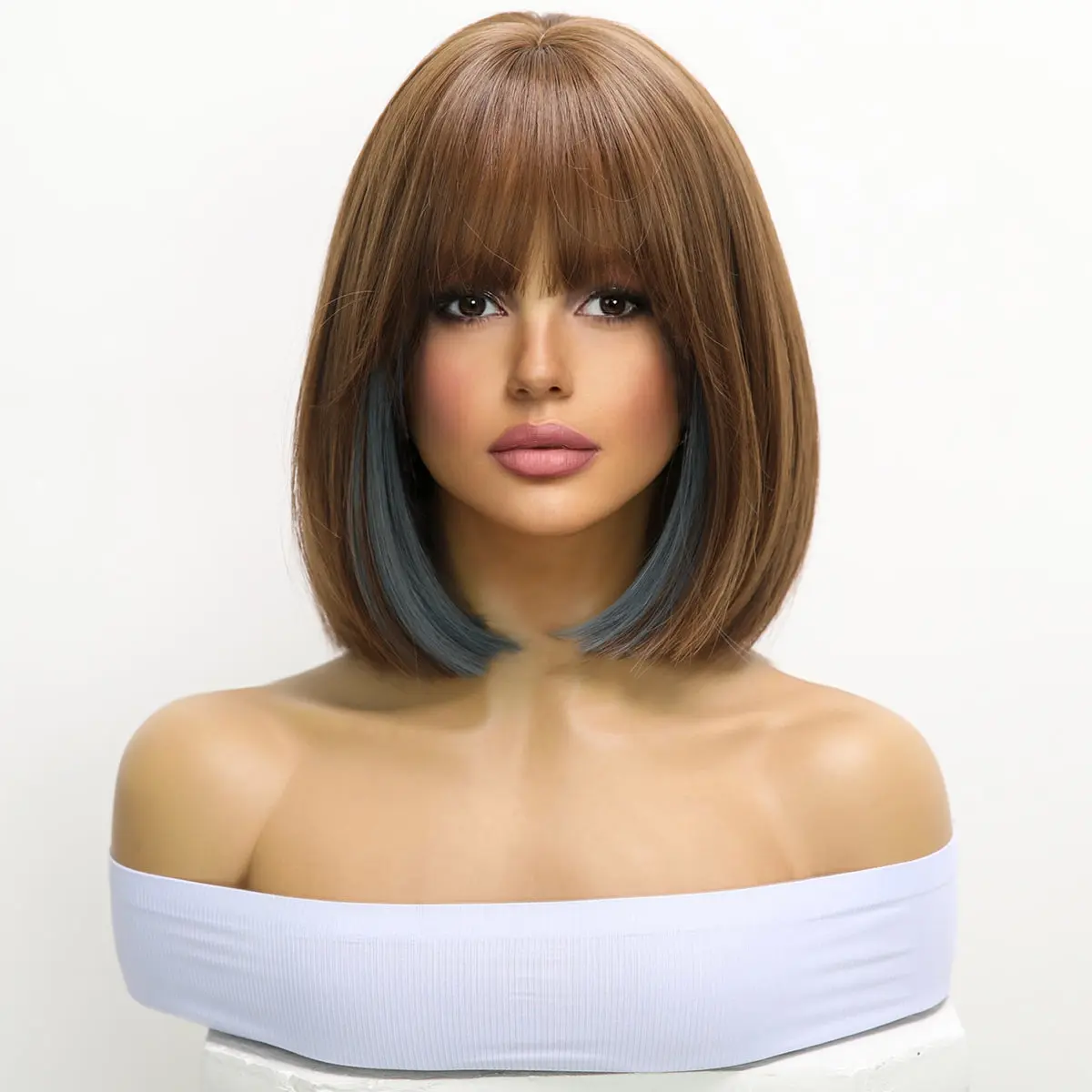 SMILCO/12 inch |Brown Blue&Pink  Mixed  Short Bob Wig   | SM4121/SM4122