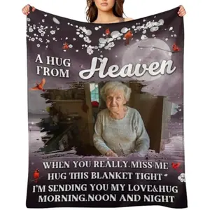 Eyesoul Custom Memorial Blanket with Photos for Loss of Loved One, in Loving Memory Personalized Sympathy Blankets Gifts