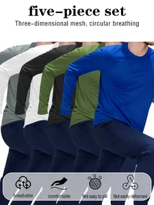Men's 5-Pack Quick-Dry Sports Long-Sleeve T-Shirts Moisture-Wicking Stretchy Fit Crew Neck Machine Washable in Multiple Colors oversize men polyester long sleeve crew neck