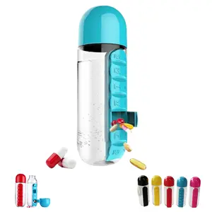 7-Day Pill Box Water Bottle, Portable Leak-Proof 2-in-1 Cup with Medication Organizer for Home & Outdoor