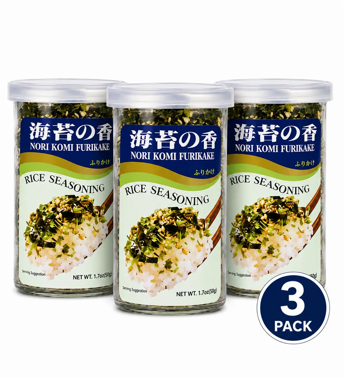 Japanese Nori Komi Furikake Rice Seasoning - 3 Pack (1.7 oz Each)