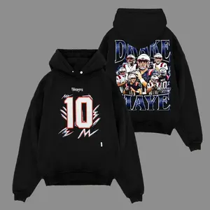 Drake Maye 10 Draco For Patriots Nation Cotton Hoodie Sweatshirt T-Shirt (Made In US), Patriots Nation Outfit, Pats Nation Game Day Outfits, Gift For Football Fans, Football Graphic Hoodie
