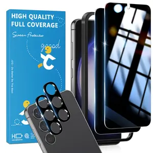 JavoYion 2+2 Pack for Samsung Galaxy S23 - 2 Pack Privacy Screen Protector + 2 Pack Camera Protector , 9H Tempered Glass, Fingerprint Compatible, Anti-Spy
