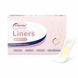 Cottonday pH Self Testing Liners, Feminine Care Panty Liners with pH Indicator, Individually Wrapped, 6 Count