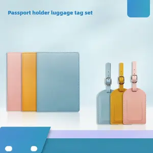 Lightweight PU Leather Durable Luggage Tag Passport Holder Set, Airplane Shape, Fashion Anti-Theft Travel Accessory, Ideal for Students and Vacationers
