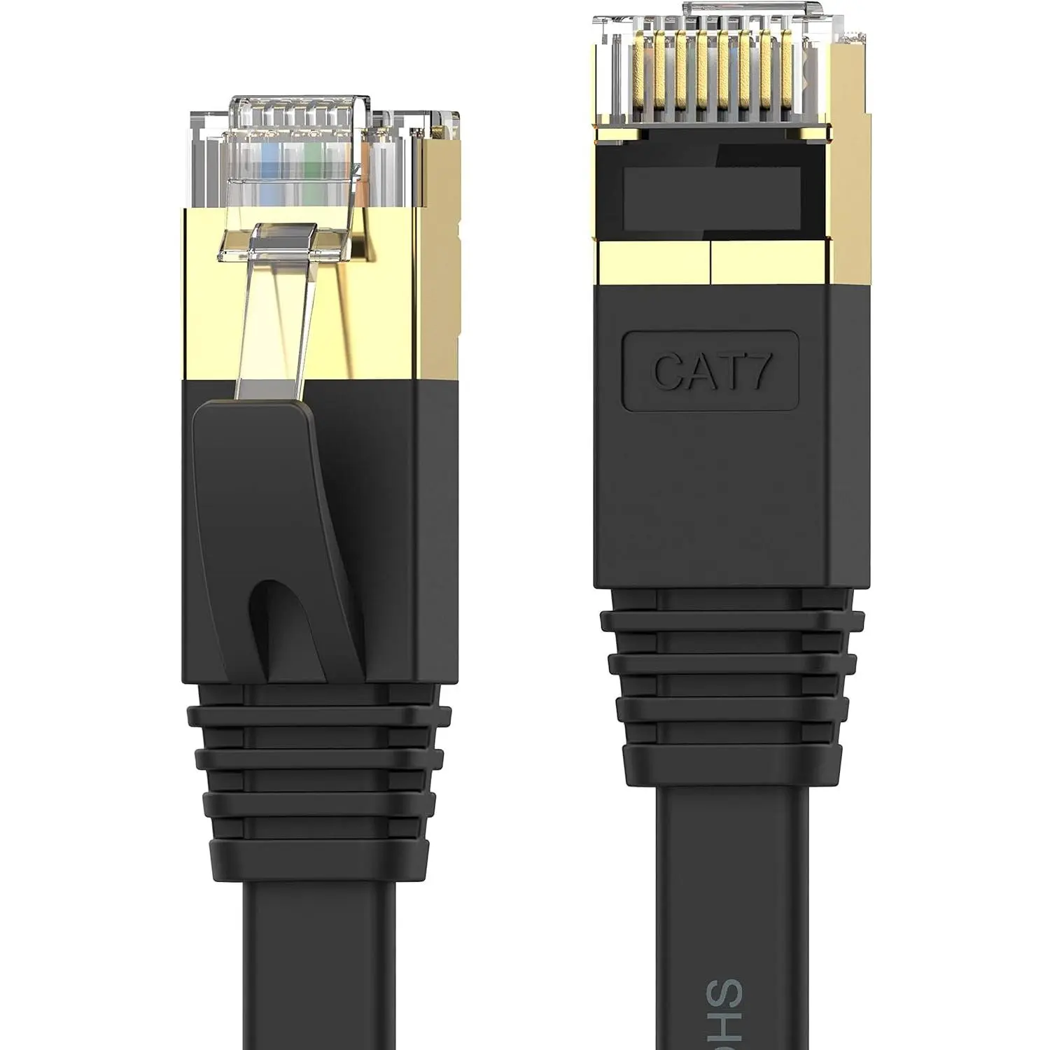 Shielded STP Ethernet Cable (7-Pack), 25ft High-Speed LAN Copper RJ45 Cord, 10Gbps 600MHz Weatherproof Flat Cable for Gaming, PS5/4/3, Modem, Copper Wires
