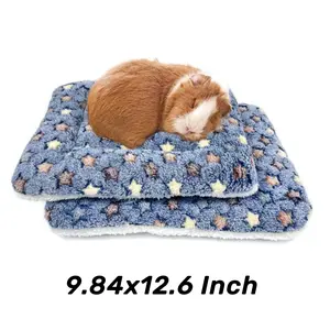 2Pcs 9.84x12.6 Inch Guinea Pig Bed Mat Washable, Rabbit Winter Bed Pad for Indoor, Warm Small Animal Bed Mattres, Sleeping Pad for Bunny, Rat, Hedgehog, Sugar Glider, Chinchilla