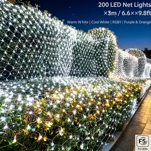 200 LED Net String Lights 2x3m RGBY Multicolor & White Options Connectable Mesh Fairy Lights with Dark Green Wire for Christmas Outdoor Decor Bright F5 LEDs