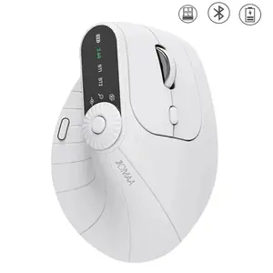 Wireless Vertical Ergonomic Ambidextrous Mouse Rechargeable 2400 DPI Knob RGB Lights Hall Effect Stick for PC Gaming Mobile Office Use