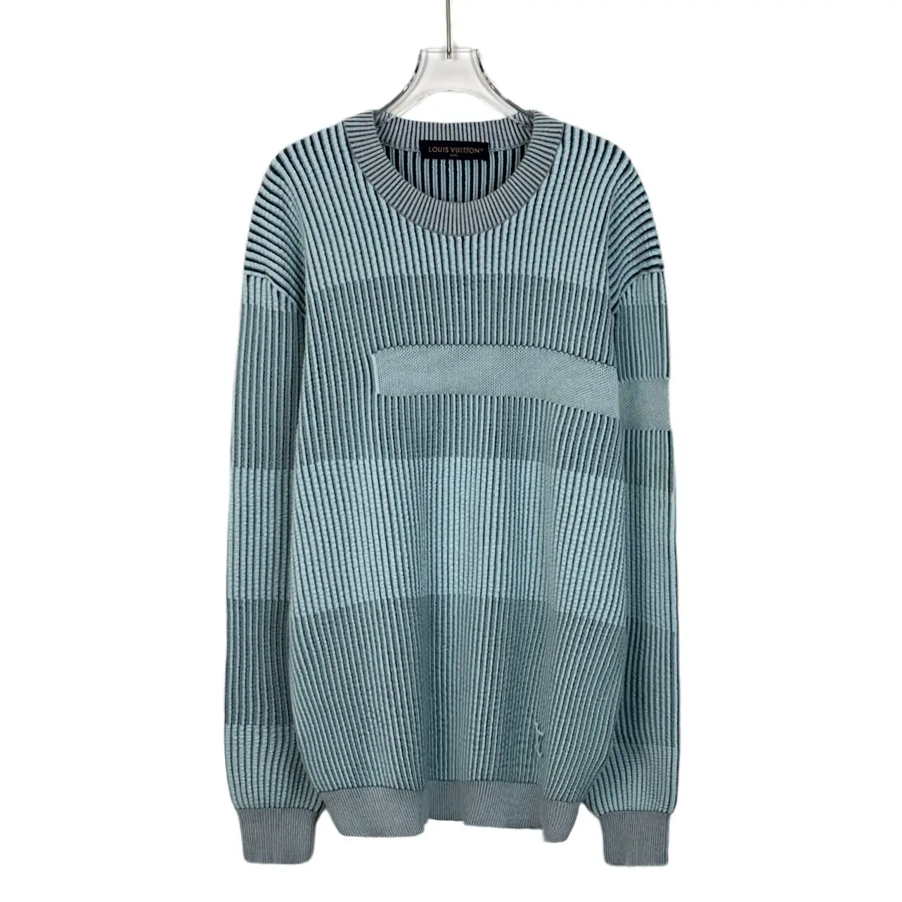 RDLT- Louis Vuitton x Park Seo Bo Light Blue Stripe Jacquard Knit Sweater Size XXL