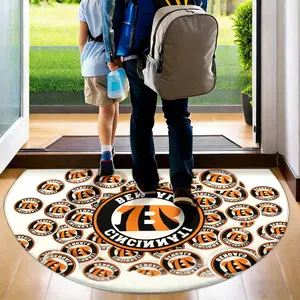 Nfl Cincinnati Bengals Logo Rug, Background Full Design, Flannel Non-Slip Absorbent Mat, Ballroom Bathroom Entrance Decor