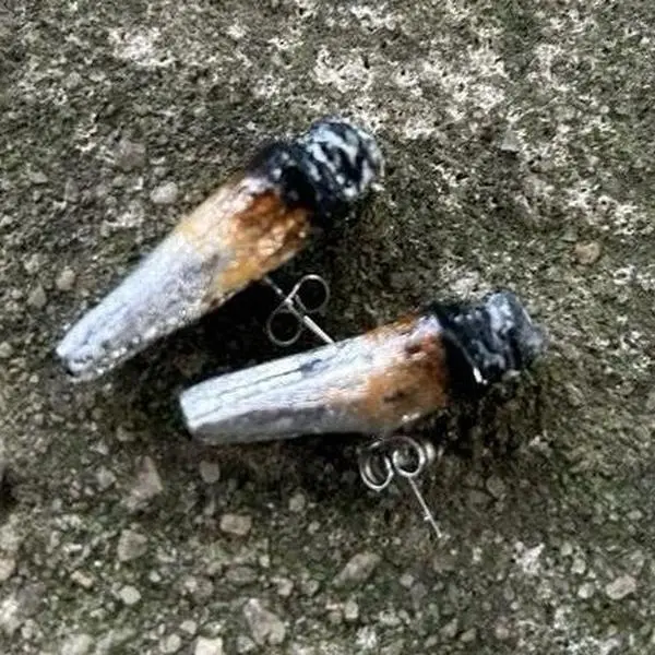 Sweetchibababy silver leaf novelty handmade joint earrings Wearable Art