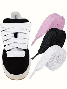 Pure Color Wide 2 Cm Shoe Laces, Suitable for Casual Shoes, Sports Shoes, Canvas Shoes, Real Color Shoelaces for Everyday Use