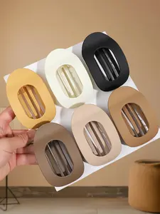 6pcs retro style curry hair clip, suitable for women, harmonious lying down claw clip, suitable for thick and thin hair, comfortable curved flat clip, matte non-slip strong fixed hair accessories, neutral color, Flat claw clips