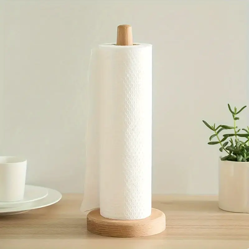 Kitchen wooden tissue holder, no punching roll paper holder, napkin storage rack, vertical lazy cloth holder, Bathroom Accessories, Bathroom Supplies, Bathroom Necessities