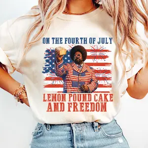 On The Fourth of July Shirt, Lemon Pound Cake and Freedom Tee, Patriotic 4th of July Shirt, Funny USA Flag Graphic Tee, American Independence Day Shirt, Retro July 4th Tee, Gift for Her