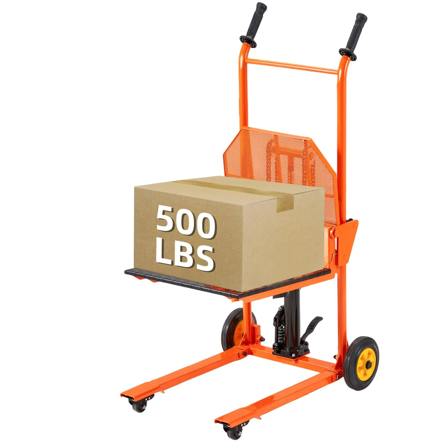 AECOJOY Heavy Duty Hydraulic Lift Winch Stacker 500 Lbs Capacity 32" Max Lift Height Pallet Truck Jack with Lockable Swivel Casters for Warehouse Workshop Garage Use Stacking