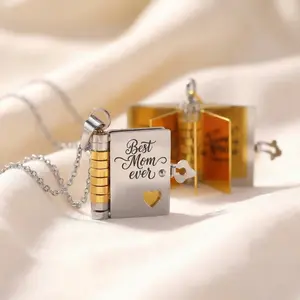 "Make Her Cry" Hidden Message Book Locket Necklace | For Mom from Daughter | Sentimental Mother's Day Gift