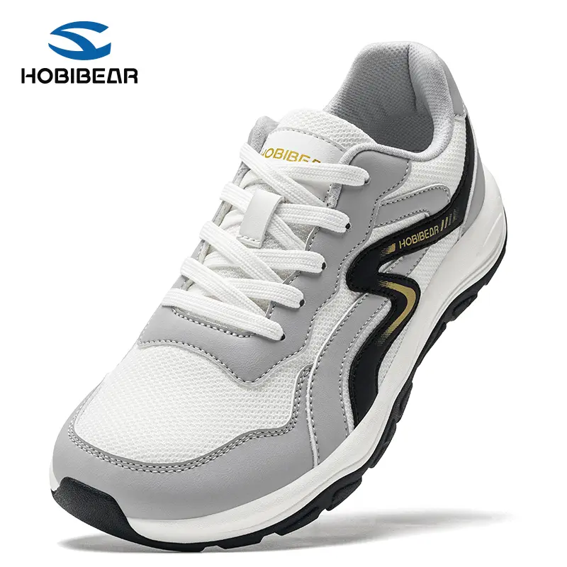 HOBIBEAR Unisex Minimalist Patchwork Walking Shoes, Retro Dad Sneakers with a Wide Toe Box and Breathable Lace-Up Functionality