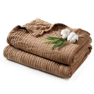 PHF Cooling Muslin King Blanket for Hot Sleepers, 60% Rayon Derived from Bamboo, 40% Cotton for Summer, 4-Layer Breathable Lightweight Gauze Blanket for Bed Couch