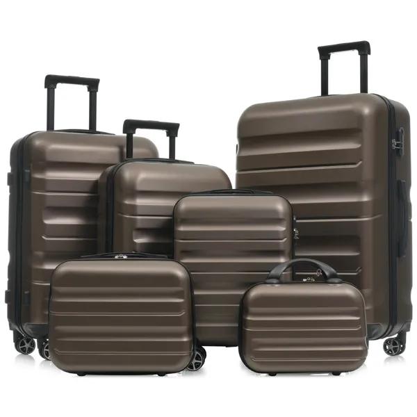 6-Piece ABS Hardshell Luggage Set - Lightweight & Durable Suitcases With Dual Spinner Wheels, Carry-On & Check-In Sizes For Travel & Business