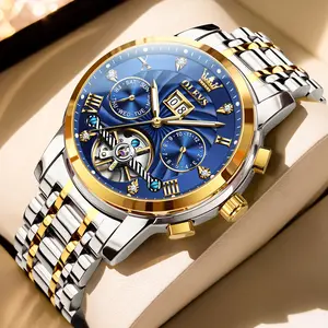 [TikTokshopBlackFriday]OLEVS Men's Self-Winding Watch Automatic Mechanical Tourbillon Stainless Steel 30M Waterproof Luminous Luxury Dress Watch