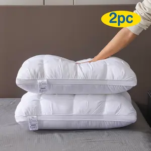 2pcs Soft Luxury 5-Star Hotel Quality Pillow 20x30-Inches Deep Sleep Neck Support Hypoallergenic Polyester Cover All Seasons Non-Collapse High Pillow Perfect for Home or Valentine's Day Gifting