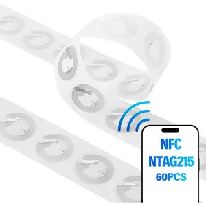 60 count NFC Stickers/NFC Tag, NTAG215 Chip, Transparent  & Rewritable, 504 Bytes Memory NFC/RFID Tags, Compatible with  NFC Smartphones, Amiibo & TagMo