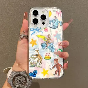 Magnetic Curious George Collage Phone Case - Casing & Cover for iPhone 11/12/13/14/15/16/17 Pro, Pro Max, Air, Plus, Lightweight, Drop-Proof, Shockproof Protection Accessory for Teen Girls
