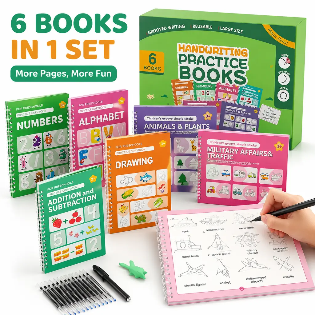 Preschool Educational Activity Kit for Kids | Reusable Magic Writing Practice Books, Alphabet Letters Numbers Math Drawing Tracing Workbook, Montessori Learning Materials, Kindergarten Activities, Homeschool Supplies, Back to School Gift Ages 3-6