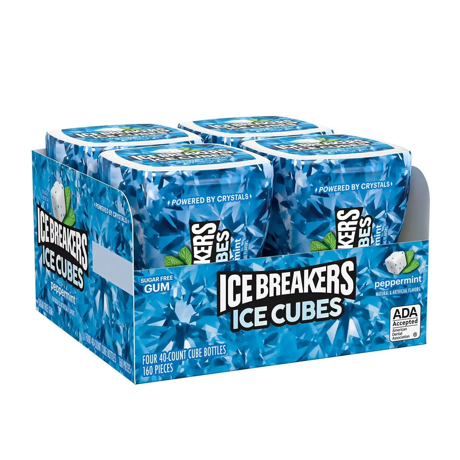 ICE BREAKERS Ice Cubes, Peppermint Sugar Free Chewing Gum, 40 pcs., 4 pk. | Chewing Gum | Long Lasting Flavor | Fresh Breath