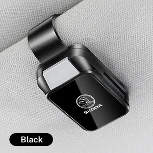 Car Visor Sunglasses Holder Clip, Alloy Magnetic Eyeglasses Hanger, Secure Hold, for Skoda Superb Octavia 2 Fabia Rapid S Logo A7 Kamiq, Auto Accessories