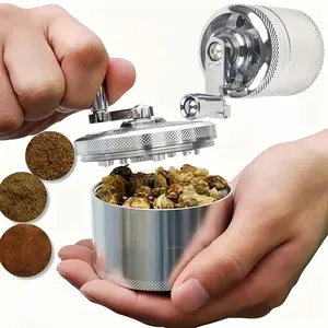 5, 4mm Zinc Alloy Grinder and Crusher: Non-Clog 4-Layer Design with Metal Handle - Suitable for Herbs/Rock Salt | Pocket-Sized Manual Crusher for Camping & Kitchens | Rustproof, No Batteries Needed - Perfect for Outdoor Camping