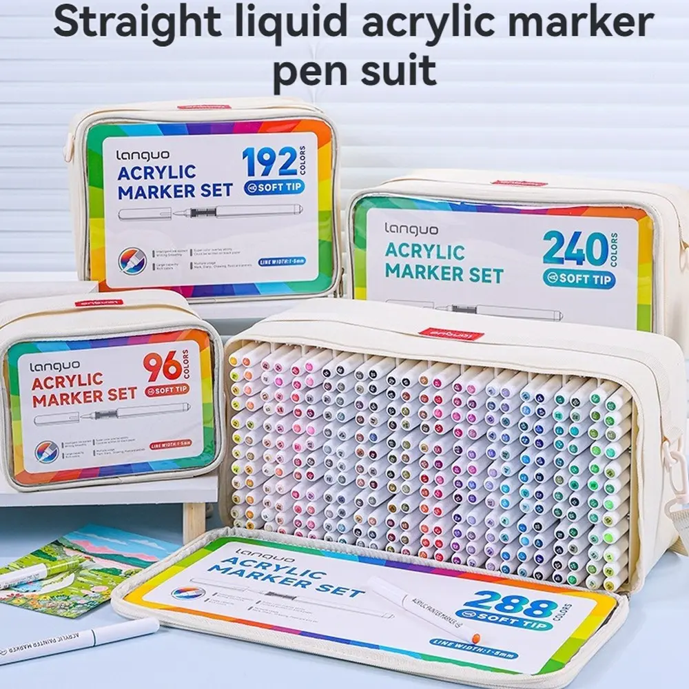 Acrylic Marker Set with Smart Ink Control, 1-5mm Nylon Tips, Large Capacity, Portable Case, Ideal for Art, Outdoor Sketching, DIY Crafts