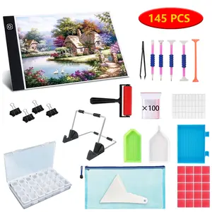 145pcs A4 A3 LED Diamond Painting Light Pad - Complete Set, LED Lamp Pad, Adjustable Brightness, for Diamond Painting Drawing Accessories & Tools - for Crafters & Artists - Perfect Gift for DIY Enthusiasts