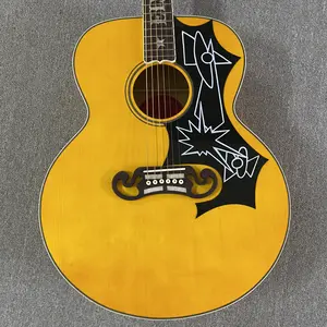 J200 Yellow Acoustic Guitar Mahogany neck Rosewood fingerboard Black protective cover plate