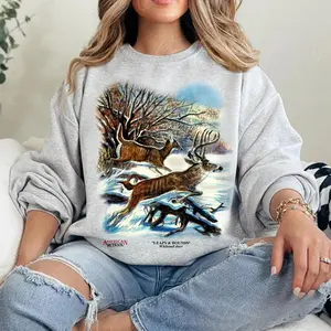 Vintage 90s Whitetail Deer Sweatshirt, Retro Deer Stag Wilderness T-Shirt, Wildlife Nature Graphic Tees, Deer Stag Sweater, Casual Classic Hunting Season Forest Scene Crewneck Menswear Womenswear