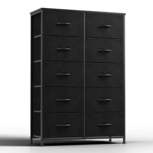 Dresser for Bedroom Storage Drawers Fabric Storage Tower with 10 Drawers Sturdy Metal Frame Kids Room Dresser TV Stand Black Dresser Multifunction Large Capacity Durable Material Quality Construction Easy Assembly
