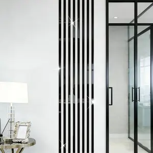 10 pieces of black long acrylic mirror wall stickers, self-adhesive decorative strips, size 4X50cm, easy to install, no drilling required, suitable for fashionable decoration of living rooms, bedrooms, ceiling frames, and TV background walls