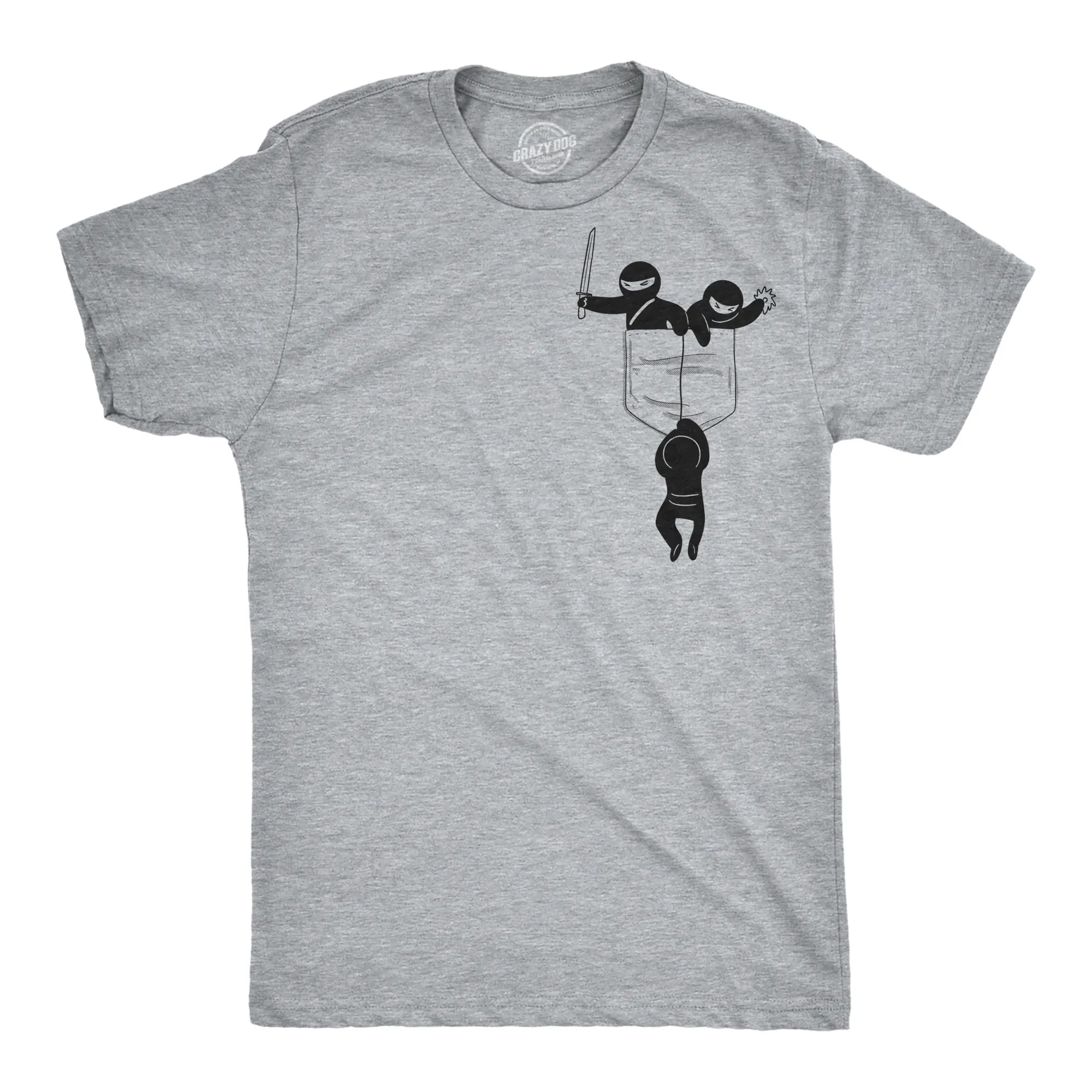 Mens Pocket Ninjas Funny T shirts Printed Graphic Humor Cool Ninja Tee Novelty T shirt Mens Funny T Shirts Cool Vintage Fashion T-Shirt Gift Classic Menswear Funny Ninja Short Sleeve Novelty Tees for Guys