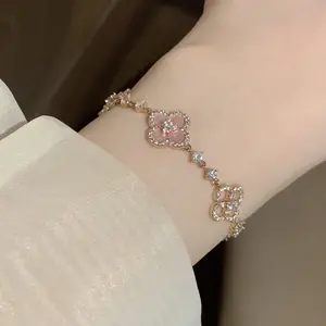 2025 New Light Luxury Four-leaf Clover Hollow Adjustable Bracelet Advanced Temperament Charm Bracelet Elegant Hand Jewelry for Women