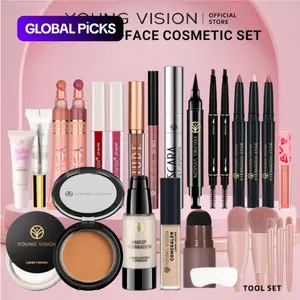 Young Vision 22 Counts Full Face Makeup Set, Foundation, Eye and Lip Tools Complete Beauty Kit, Makeup Gift Set
