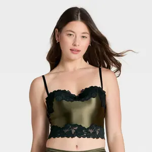 Women's Satin & Lace Lightly Lined Cami Bra - Auden