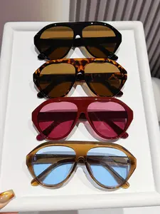 4 Pairs Women's Large Frame PC Material Fashion Glasses, Summer Sun Protection, Beach Accessories, Casual Style Oversized Pilot Frames, Versatile Use, Perfect for Outing and Back-To-School Season