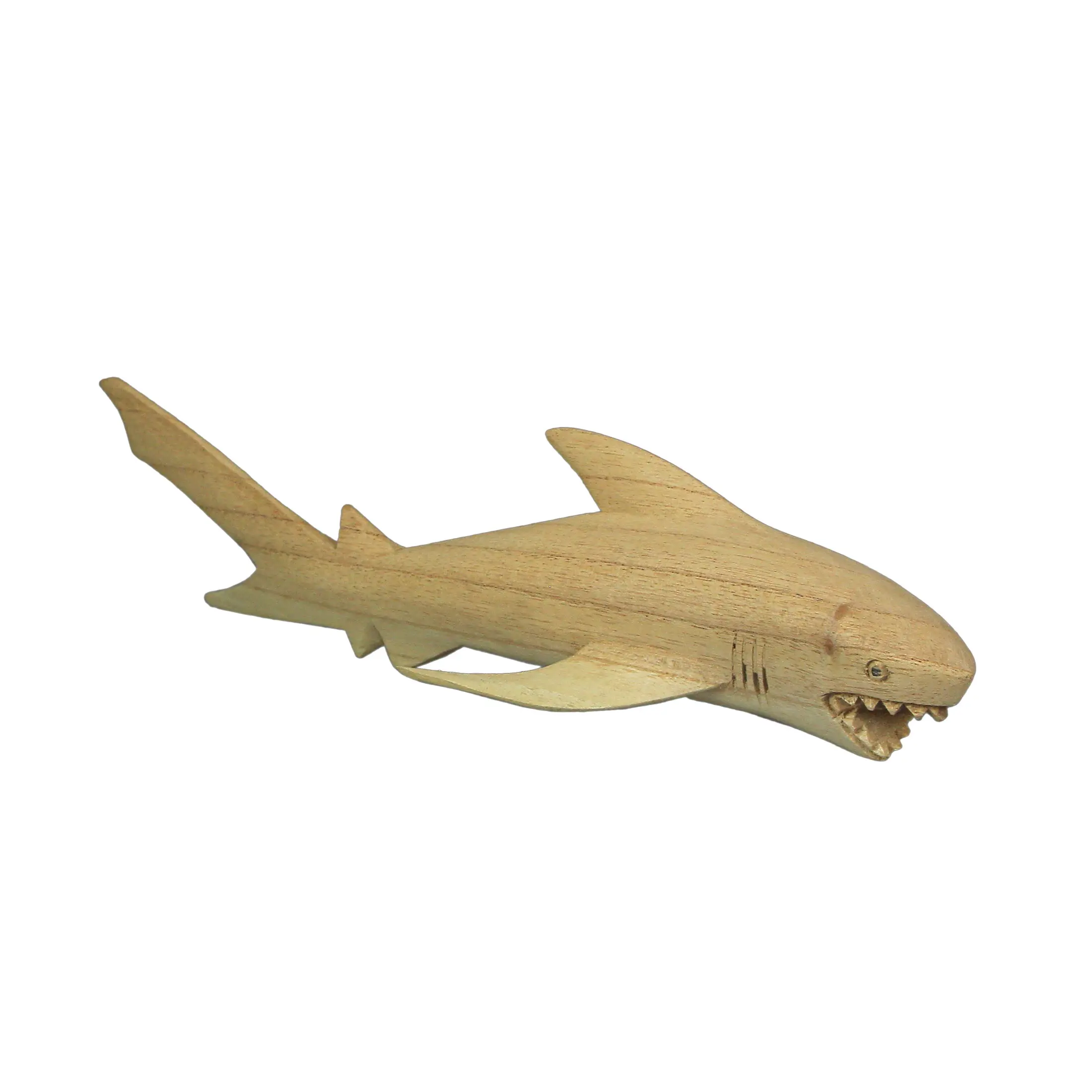 Hand Carved 12 Inch Great White Shark Wooden Sculpture – Nautical Coastal Ocean Decor, Artisan Natural Wood Figurine, Marine Life Tabletop Accent, Eco-Friendly Unique Gift, Beach Home Art Statue