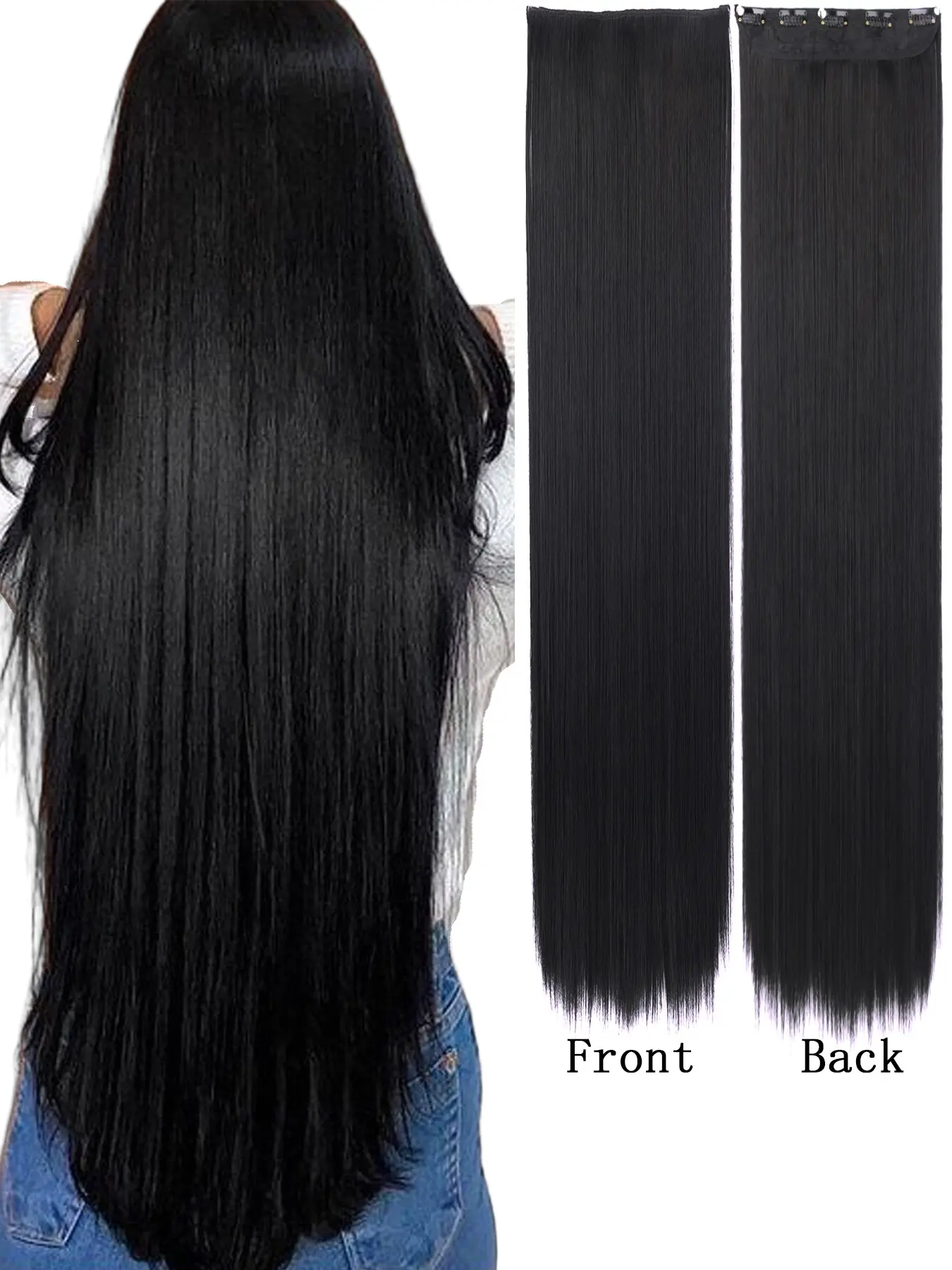 30 Inch Ultra Long Straight Hair Clip-In Extensions, Natural Color Synthetic Hair, Suitable for Women Daily and Holiday Use, Hair Pieces, Synthetic Hairpieces