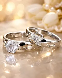 Two fashionable matching rings, wedding and engagement rings for men and women, commemorative jewelry gifts, suitable for everyday wear and Valentine's Day (box not included).